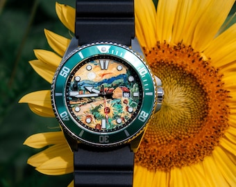 Hand-painted Casio MDV-106 | Sunflowers Van Gogh Inspired