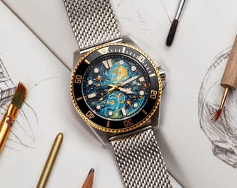 Custom Hand-painted Casio MDV-106 | Van Gogh Inspired Dial |