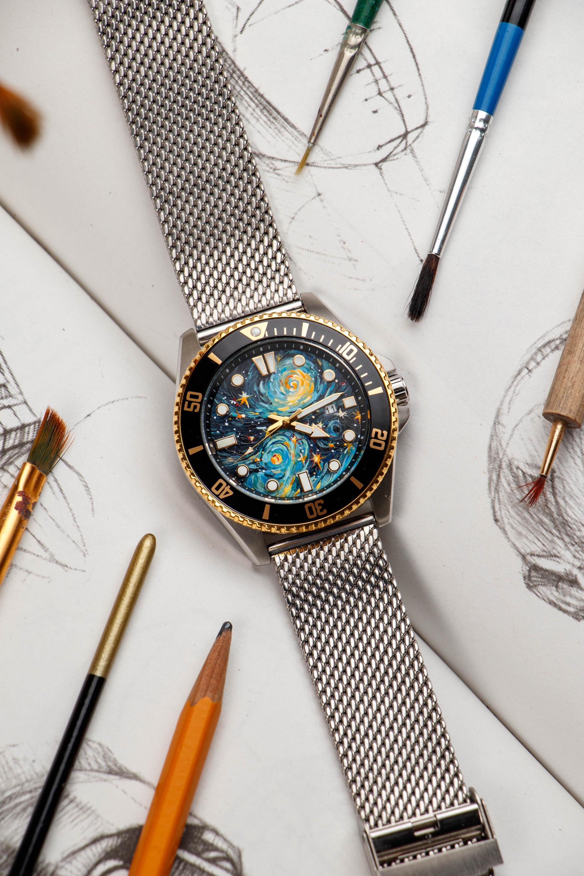 Custom Hand-painted Casio MDV-106 | Van Gogh Inspired Dial | - Etsy