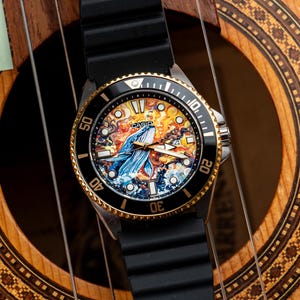 Custom Hand-painted Casio Watch MDV-106 Duro Marlin + bracelet | Cosmic Whale