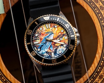 Custom Hand-painted Casio Watch MDV-106 Duro Marlin + bracelet | Cosmic Whale
