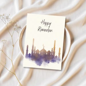 Cartões de Feliz Ramadã para Imprimir, Cartões de Saudações Islâmicas, Presentes Muçulmanos, Download Digital, Cartões Digitais Eid Mubarek 5*7 e 4*6
