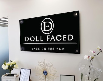 Schwarzes rechteckiges 3D Business Logo Schild | Custom Acryl Business Schild | Benutzerdefinierte Acryl-Logo-Zeichen | 3D Acryl Schild |Acryl Geschäftsbeschilderung