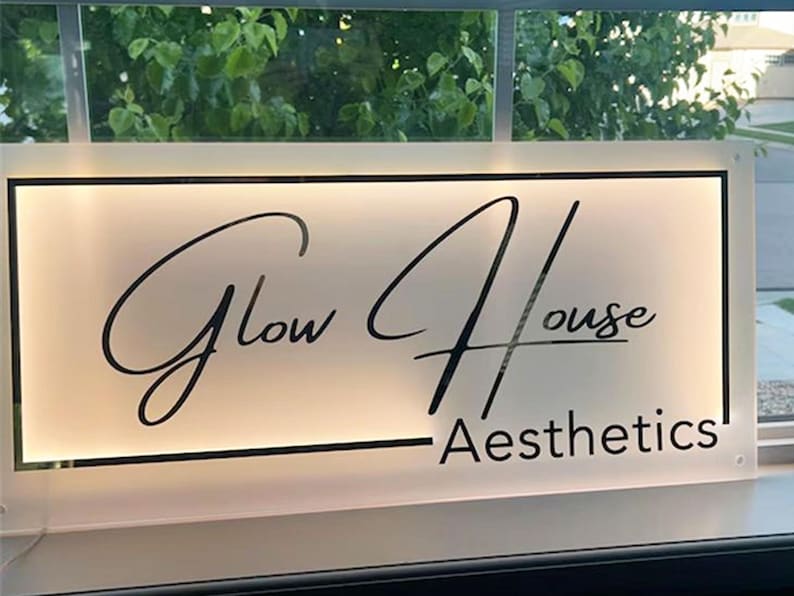 LED Rectangular Custom Acrylic Backlit Business Logo Sign | Frosted ...