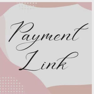 May include: A digital graphic featuring the black cursive text Payment Link centered on a light gray background. The design includes soft, abstract pink shapes and subtle white polka dot patterns in the corners, creating a layered visual effect.