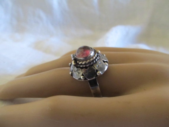 Vintage Sterling Silver Stone Adjustable Mexican … - image 1