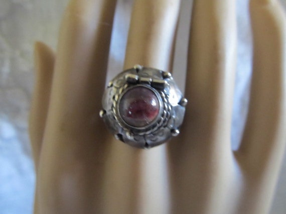Vintage Sterling Silver Stone Adjustable Mexican … - image 3