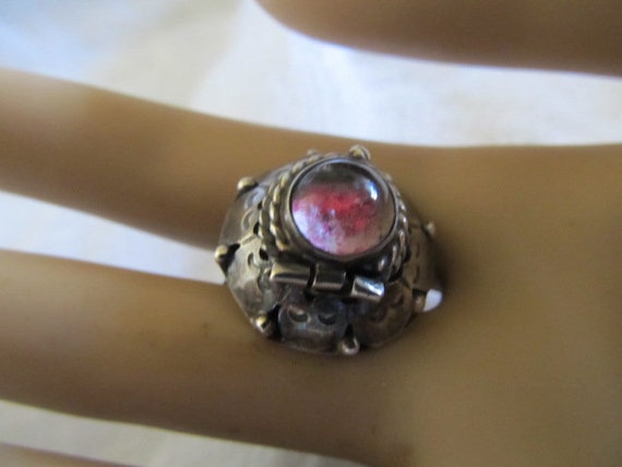 Vintage Sterling Silver Stone Adjustable Mexican … - image 2