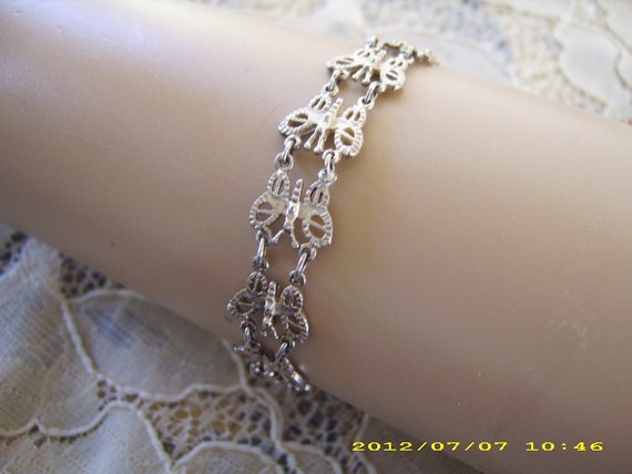 Vintage Sterling Siver Butterfly Bracelet - image 1