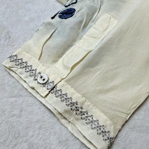 Rare Biya Johnny Was XL Embroidered Silk Blouse Cream Blue Floral Button Down image 10