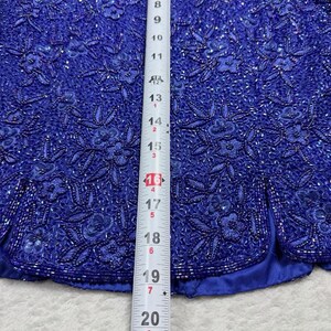 Blusa de noche de seda con cuentas de Adrianna Papell, estampado floral azul, talla 10 petite, estilo vintage de los años 90. imagen 5