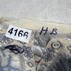 Rare Biya Johnny Was XL Embroidered Silk Blouse Cream Blue Floral Button Down image 14