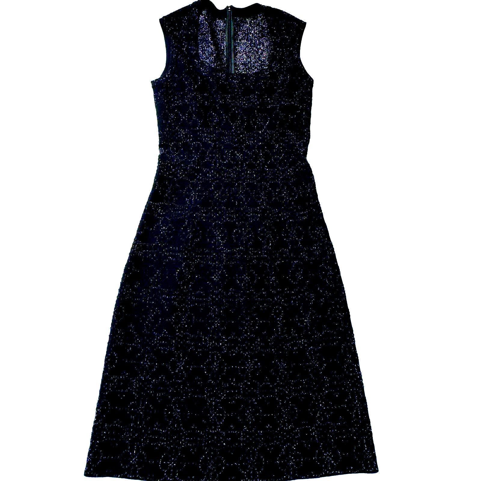 Azzedine Alaïa, Vintage Azzedine Alaia Metallic Lurex Shimmer Knit Evening Dress Black US Sz 8