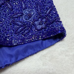 Blusa de noche de seda con cuentas de Adrianna Papell, estampado floral azul, talla 10 petite, estilo vintage de los años 90. imagen 3