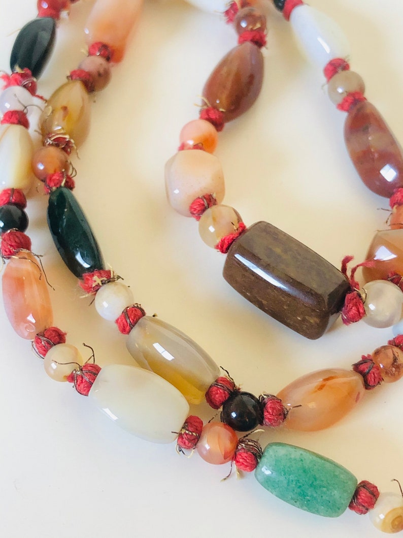 Vintage Beggar Beads Gemstone Jade Necklace | Etsy