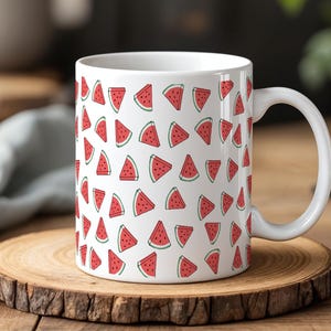 Watermelon Pattern Mug 330ml Summer Vibes Ceramic Cup Cute Fruit Lover Gift for Coffee Juice Drinkers