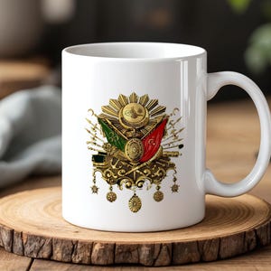 Ottoman Empire Coat of Arms Mug 330 ml Ceramic Coffee Cup Turkish Heritage Gift Historical Symbol Design