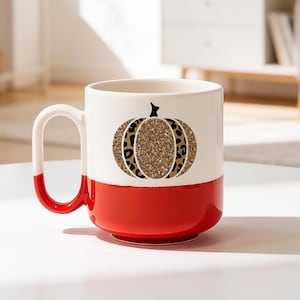 Tazza con zucca leopardata, tazza da caffè autunnale, tazza con zucca glitterata, tazza autunnale, tazza di Halloween carina, regalo con zucca boho, tazza da caffè del Ringraziamento