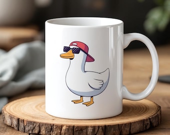 Cool Duck Mug 330 ml Funny Hipster Duck Ceramic Coffee Cup Trendy Gift Idea Cute Animal Coffee Mug