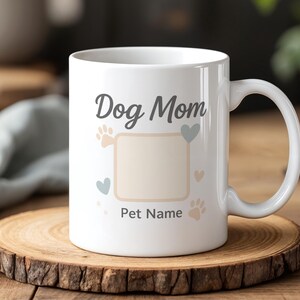 Custom Dog Mom Mug with Pet Photo and Name Personalized Gift for Dog Lovers Add Your Own Picture