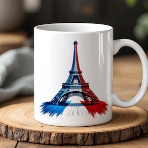 Eiffel Tower Mug 330ml Paris French Flag Brush Art Ceramic Cup  France Travel Souvenir Gift for Coffee and Tea Lovers