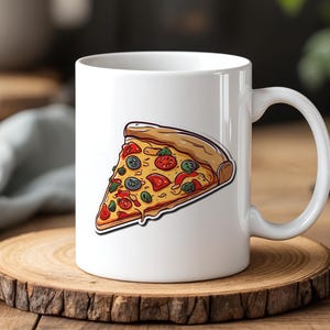 Pizza Stück Becher 330 ml, lustige Feinschmecker Kaffeetasse, Pizza Liebhaber Geschenk, Neuheit Keramikbecher, Cute Food Geschenkidee