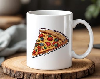 Pizza Slice Mug 330 ml, Funny Foodie Coffee Cup, Pizza Lover Gift, Novelty Ceramic Mug, Cute Food Gift Idea