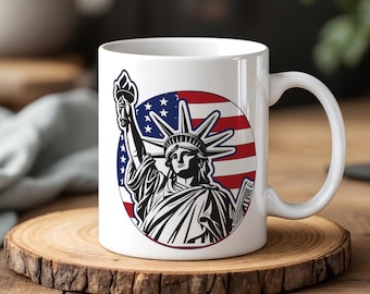 Vrijheidsbeeld VS-mok Premium keramische koffiekop van 330 ml met patriottische Amerikaanse vlagontwerp Magnetron Vaatwasmachinebestendig