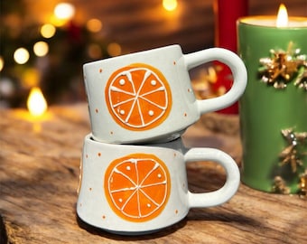 Handmade Citrus Ceramic Mug Set – Orange Fruit Design, 200ml - Etsy