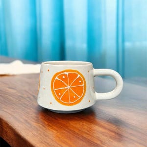 Handmade Orange Ceramic Mug 200 ml Citrus Fruit Coffee Cup Unique Pottery Tea Mug Cute Kitchen Gift