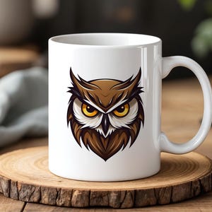 330 ml Mug hibou Visage de hibou féroce Tasse à café en céramique Tasse à thé animal sauvage et amoureux des animaux