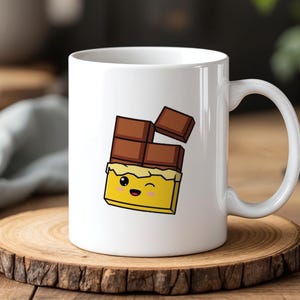 Cute Chocolate Bar 330 ml Ceramic Mug Kawaii Cartoon Coffee Cup Fun Gift for Chocolate Lovers & Kids