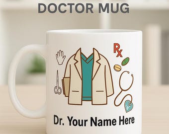 Personalized Doctor Mug 330ml Ceramic Gift for Medical Professionals Custom Name Stethoscope Coffee Cup Dishwasher Safe Protective Packaging