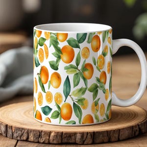 Bright Orange Fruit Mug Summer Vibes Ceramic Coffee Cup Citrus Kitchen Decor 11oz Tea Mug Gift for Her