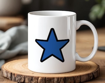 Blauwe ster keramische mok 330 ml minimalistisch sterontwerp koffiekopje magnetron vaatwasmachinebestendig cadeaumok voor thee- en koffieliefhebbers