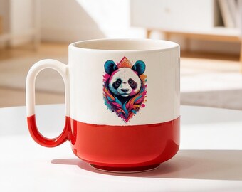 Colorful Panda Ceramic Mug 330ml Cute Panda Coffee Cup Aesthetic Animal Gift