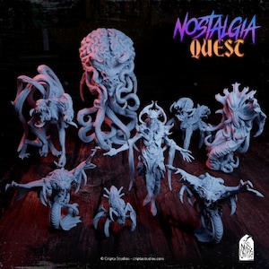 Nostalgic Quest STL-paket: 32 mm skala D&D-miniatyrer Aberrations - Mind Flayers Förhandsstödda Stöds inte