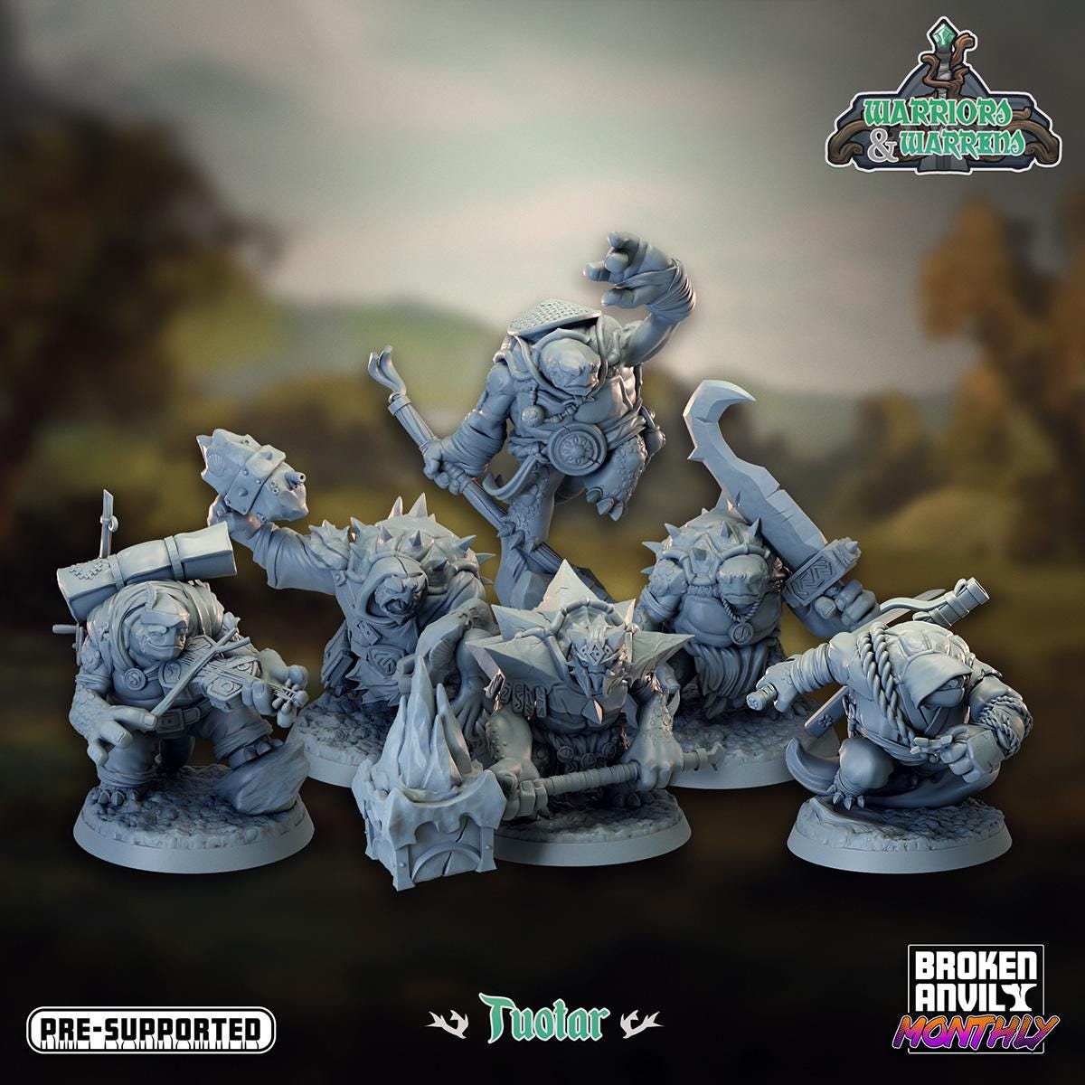 Warriors and Warrens STL Bundle: 32mm Scale Miniatures (pre-supported ...