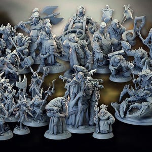 Warriors and Warrens STL Bundle: 32mm Scale Miniatures (Pre-Supported)