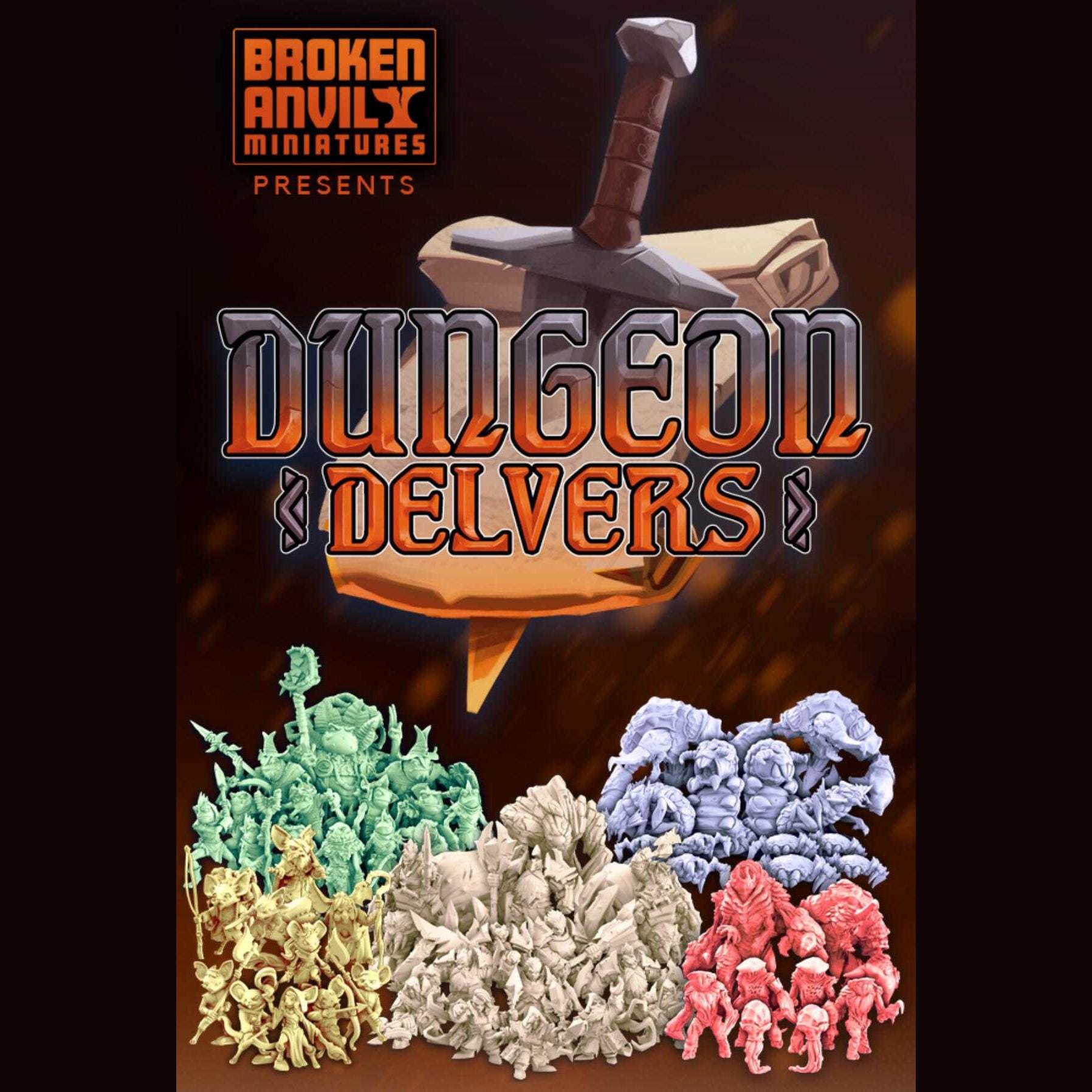 Dungeon Delvers Mega STL Bundle: 32mm Scale Tabletop RPG Models (Pre-Supported)