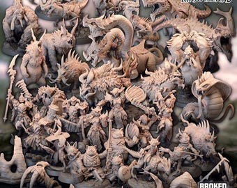 Savage Beasts of Kinjo Island STL Bundle: 32mm D&D Miniatures (Pre-Supported)