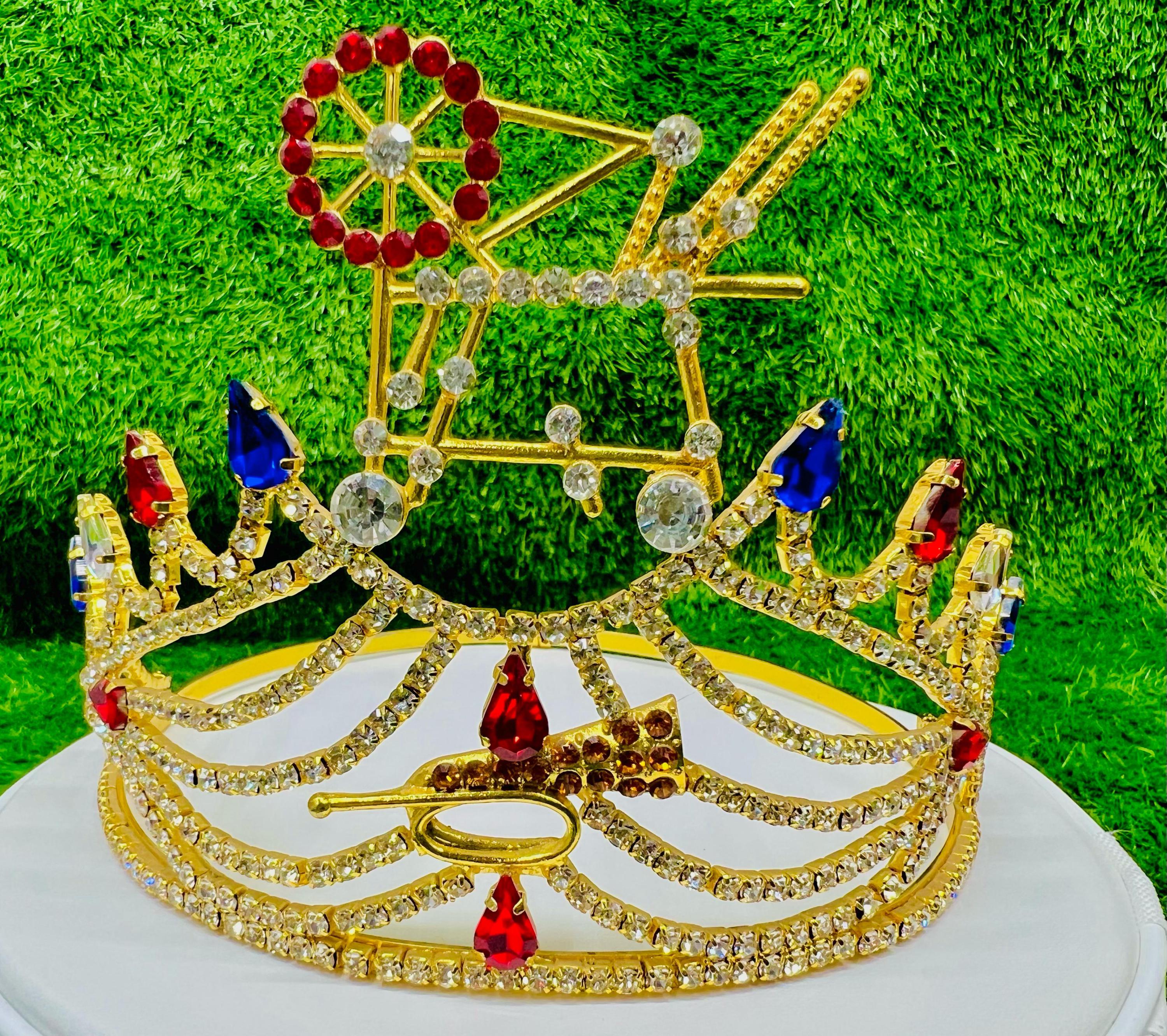 Masonic HOJ Crown, Heroines Of Jericho Crown in Gold Tone Adjustable With Case