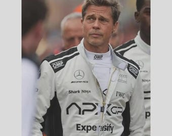 Chaqueta de carreras de F1 de Brad Pitt con estilo motociclista inspirado en la película