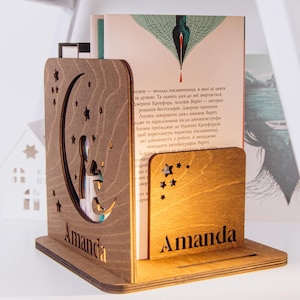 Custom Book Holder Stand, Book Nook, Perfect Gift for Readers, Nightstand Book Holder, Personalized Book Lover Gift, Christmas Gift Idea