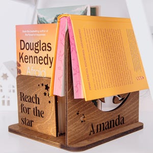 Custom Box Book Holder, Book Night Stand, Desk Organizer for Books, Personalized Book Lover Gift Ideas, Christmas Gift for Readers