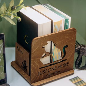 Custom Book Stand Holder With Cats Christmas Gift For Book Lovers Personalized