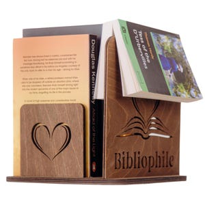 Personalized Wooden Bibliophile Book Holder Box. Compact Bookstand. Stylish Gift for Book Lovers. Desk Books Organizer. Gift For Readers.
