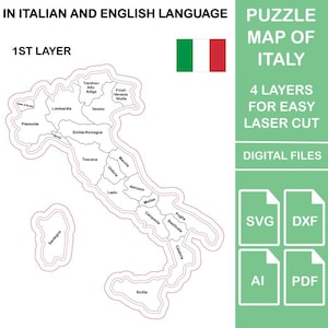 Vector Laser Cut Files: Italy Puzzle Map of Lombardy for Laser Cutting & Engraving, SVG DXF pdf AI, Europe Decor