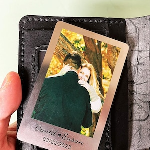 Engraved Picture Wallet Insert - Add Back Engraving Too - Stocking Stuffers, Gifts for Him or Her - Mother's Day Card Gift