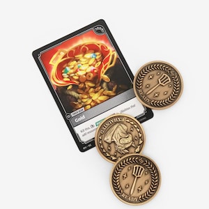 Riftbound TCG Gold Mechanic Token - Zinc Alloy 38x3mm | Antique Gold Finish